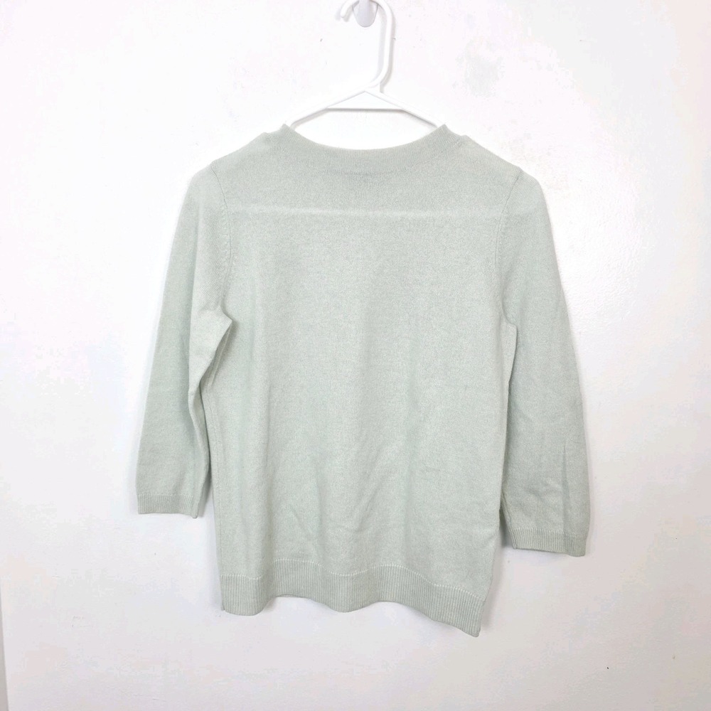 Talbots Pale Green 100% Cashmere 3/4 Sleeve Quiet Luxury Soft Sweater Size M Pet